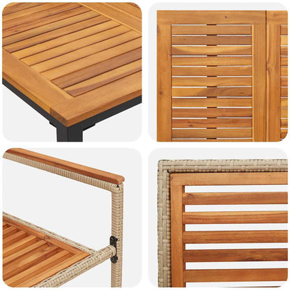 Set da Pranzo per Giardino 4 pcs Beige polyrattan