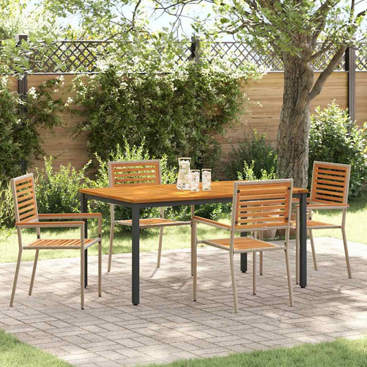 Set da Pranzo per Giardino 4 pcs Beige polyrattan