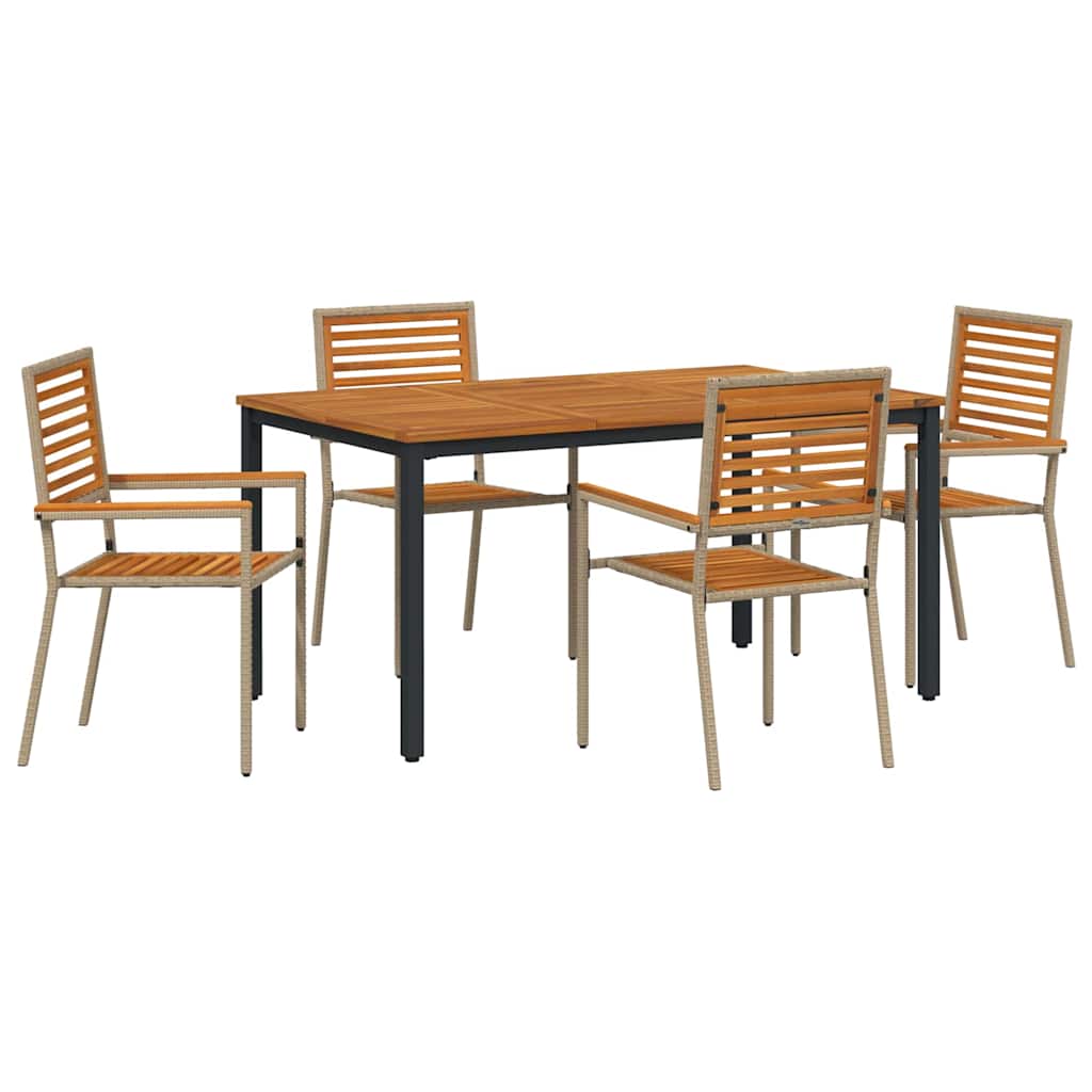 Set da Pranzo per Giardino 4 pcs Beige polyrattan