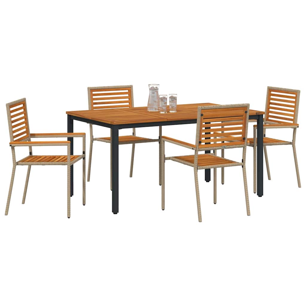 Set da Pranzo per Giardino 4 pcs Beige polyrattan