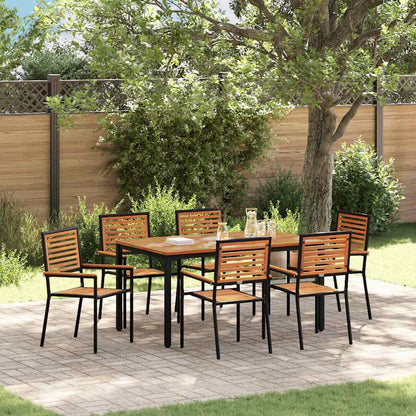 Set da Pranzo per Giardino 7 pcs Nero polyrattan