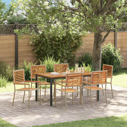 Set da Pranzo per Giardino 7 pcs Beige e Marrone polyrattan
