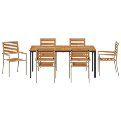 Set da Pranzo per Giardino 7 pcs Beige polyrattan