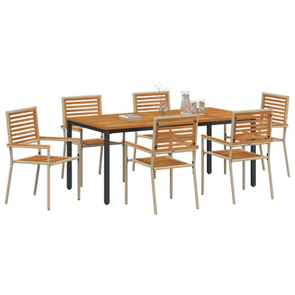 Set da Pranzo per Giardino 7 pcs Beige polyrattan