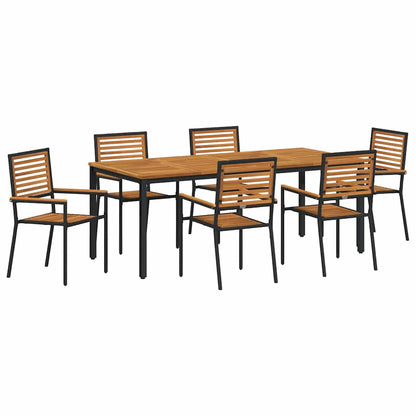 Set da Pranzo per Giardino 7 pcs Nero polyrattan