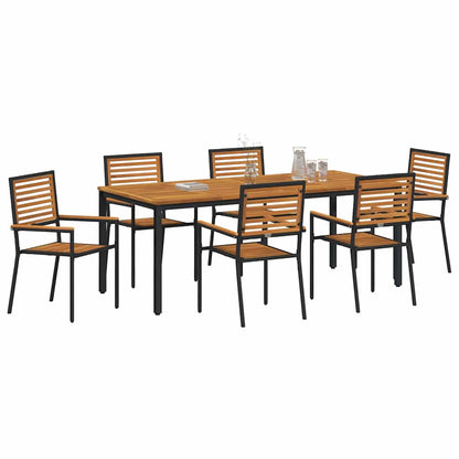 Set da Pranzo per Giardino 7 pcs Nero polyrattan
