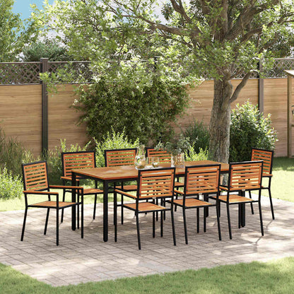 Set da Pranzo per Giardino 9 pcs Nero polyrattan