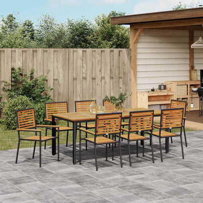 Set da Pranzo per Giardino 9 pcs Nero polyrattan