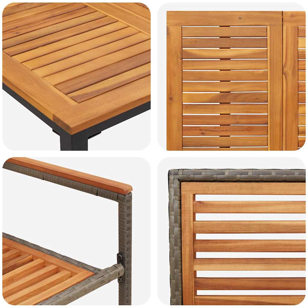 Set da Pranzo per Giardino 9 pcs Grigio e Teak Naturale