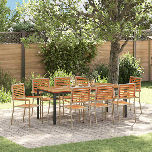 Set da Pranzo per Giardino 9 pcs Beige polyrattan