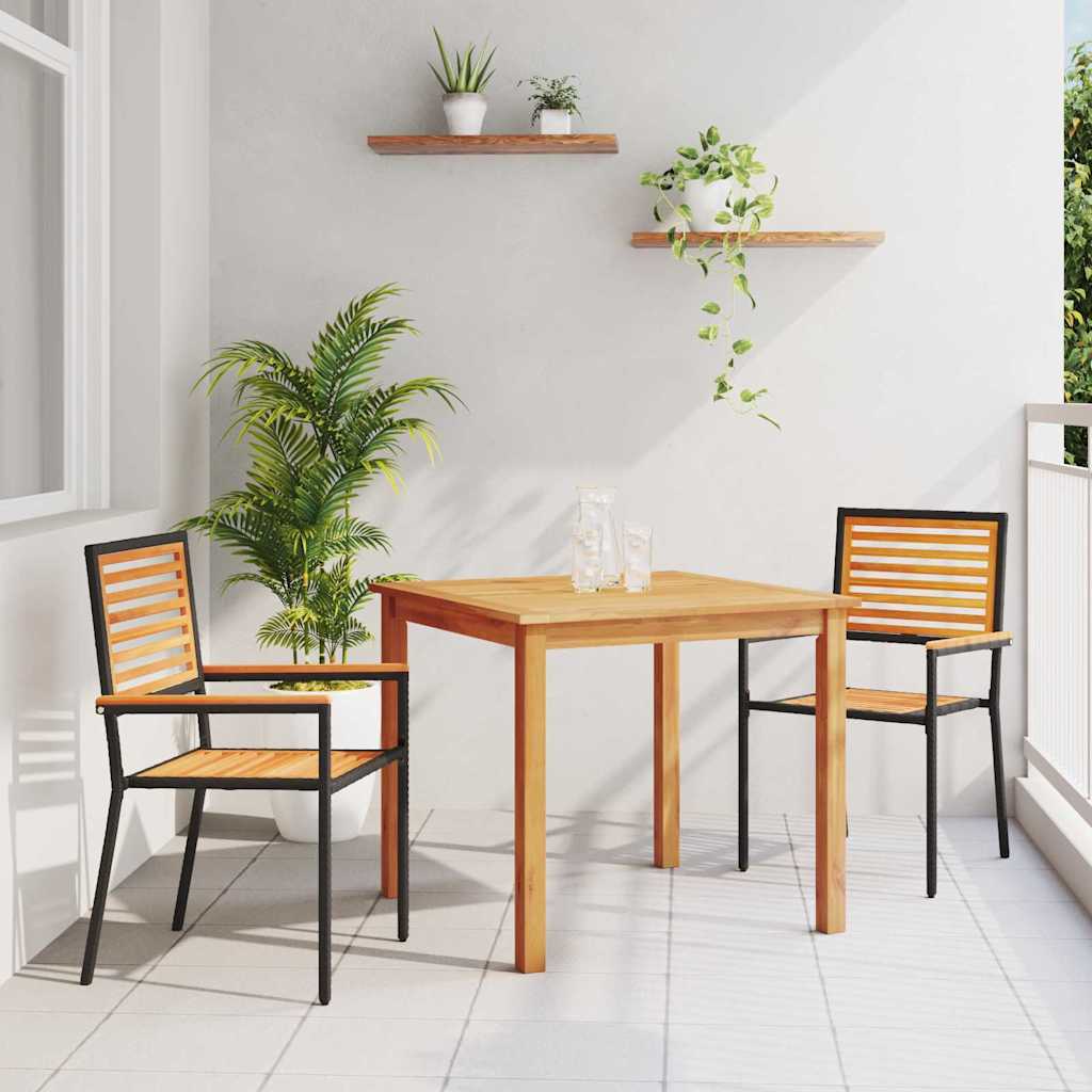 Set da Pranzo per Giardino 3 pcs Nero Poly Rattan - homemem39