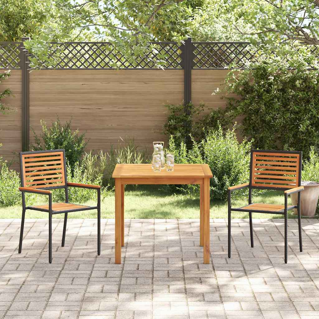 Set da Pranzo per Giardino 3 pcs Nero Poly Rattan - homemem39