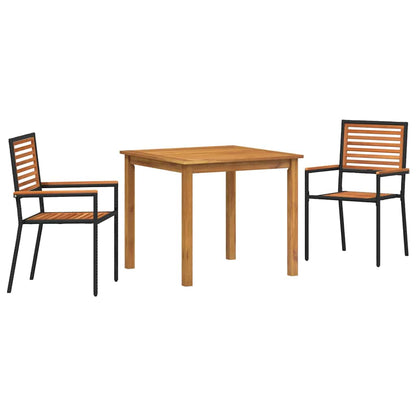 Set da Pranzo per Giardino 3 pcs Nero Poly Rattan - homemem39