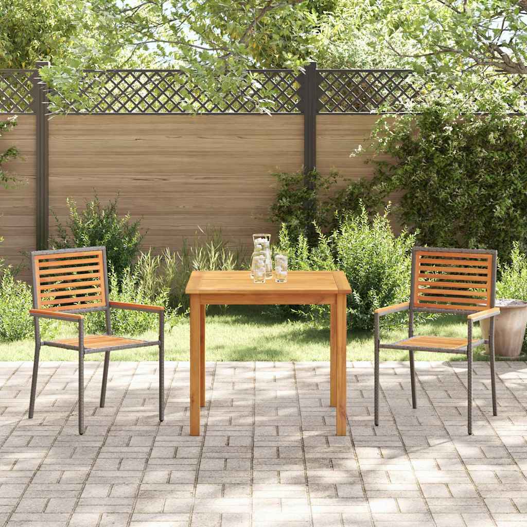 Set da Pranzo per Giardino 3 pcs Grigio Poly Rattan - homemem39