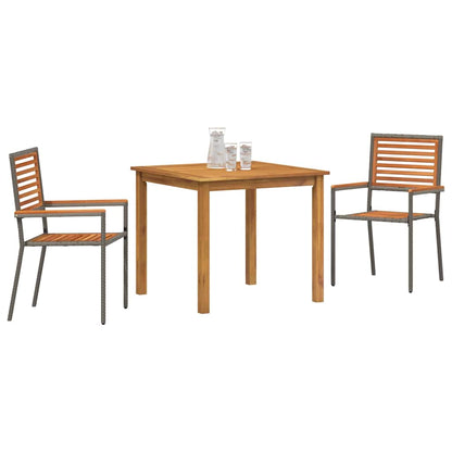 Set da Pranzo per Giardino 3 pcs Grigio Poly Rattan - homemem39