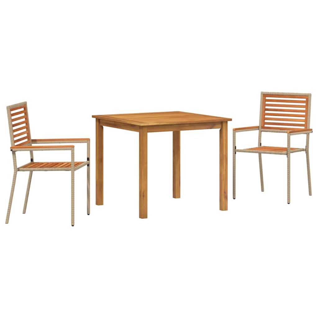 Set da Pranzo per Giardino 3 pcs Beige Poly Rattan - homemem39