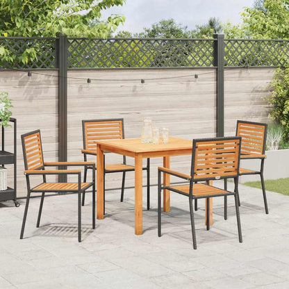 Set da Pranzo per Giardino 5 pcs Nero Poly Rattan - homemem39