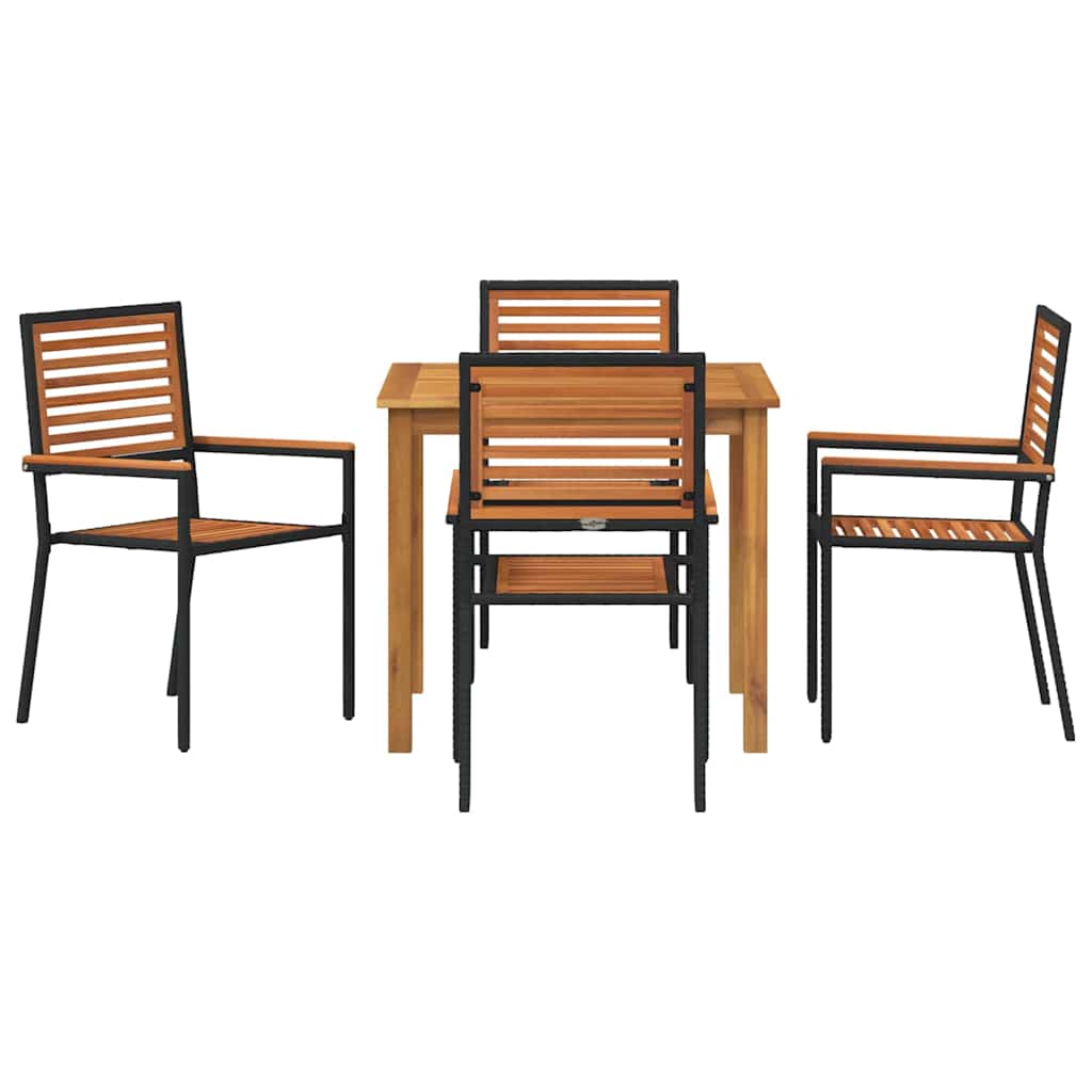 Set da Pranzo per Giardino 5 pcs Nero Poly Rattan - homemem39