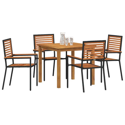 Set da Pranzo per Giardino 5 pcs Nero Poly Rattan - homemem39