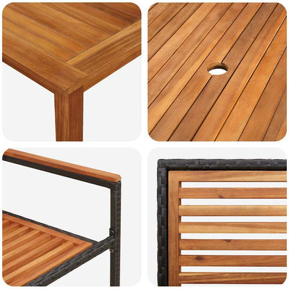 Set da Pranzo per Giardino 5 pcs Nero Poly Rattan - homemem39