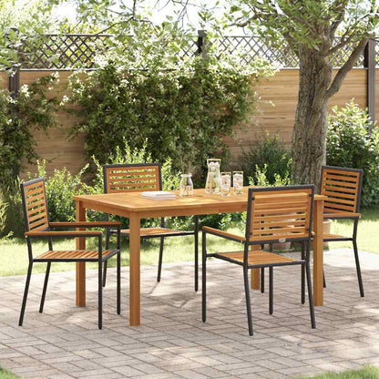 Set da Pranzo per Giardino 5 pcs Nero Poly Rattan - homemem39
