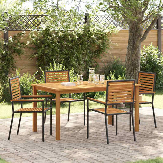 Set da Pranzo per Giardino 5 pcs Nero Poly Rattan - homemem39