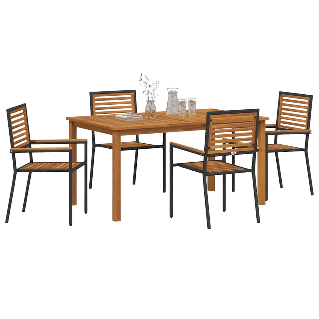 Set da Pranzo per Giardino 5 pcs Nero Poly Rattan - homemem39
