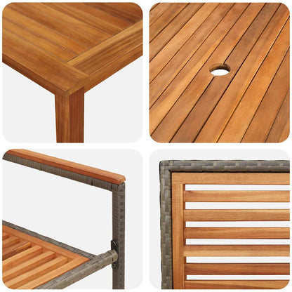 Set da Pranzo per Giardino 5 pcs Grigio Poly Rattan