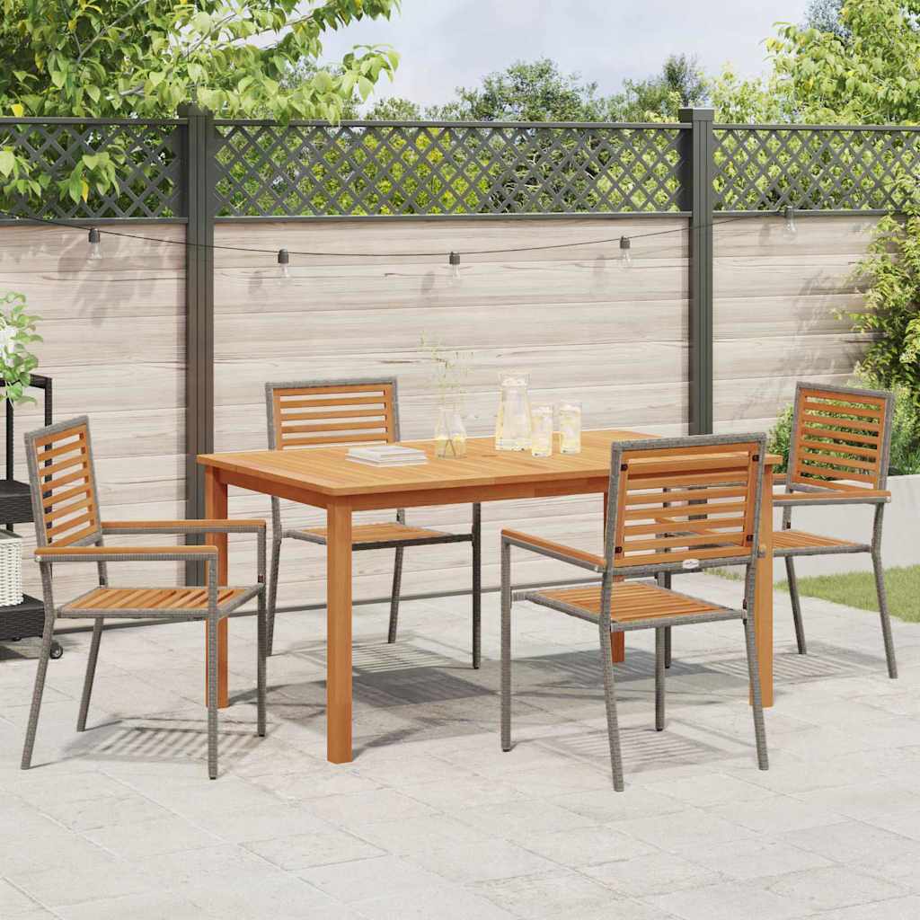 Set da Pranzo per Giardino 5 pcs Grigio Poly Rattan