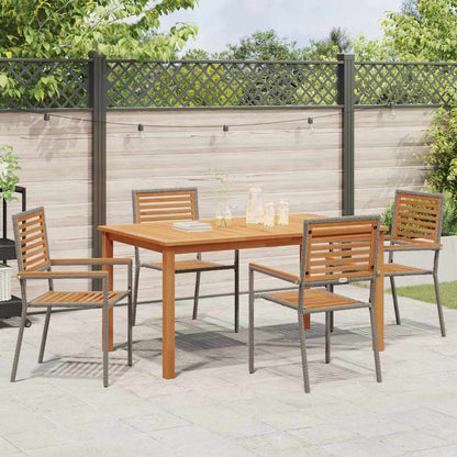 Set da Pranzo per Giardino 5 pcs Grigio Poly Rattan