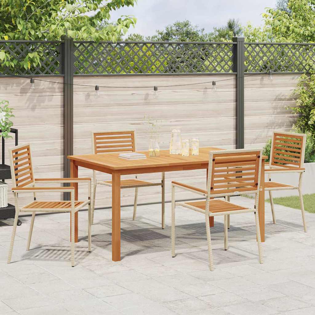 Set da Pranzo per Giardino 5 pcs Beige Poly Rattan - homemem39