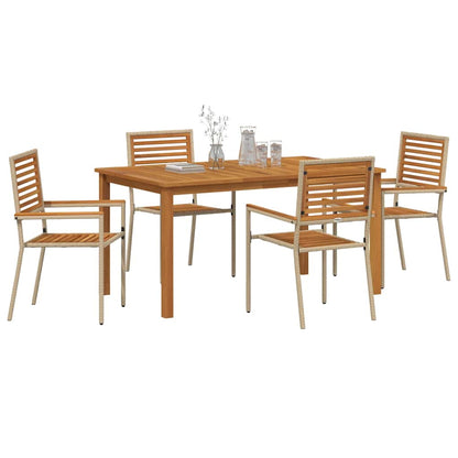 Set da Pranzo per Giardino 5 pcs Beige Poly Rattan - homemem39