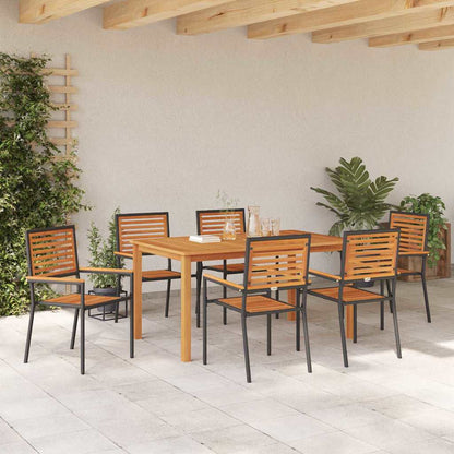 Set da Pranzo per Giardino 7 pcs Nero Poly Rattan - homemem39