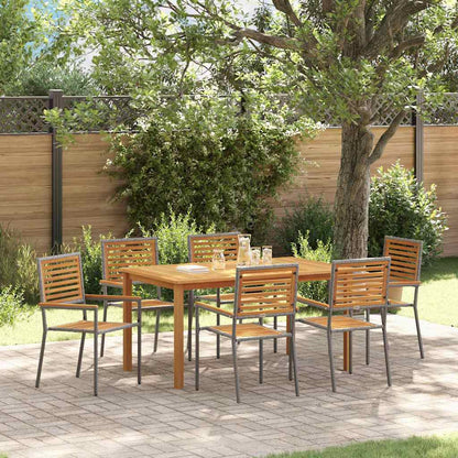 Set da Pranzo per Giardino 7 pcs Grigio Poly Rattan