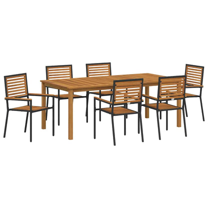 Set da Pranzo per Giardino 7 pcs Nero Poly Rattan - homemem39