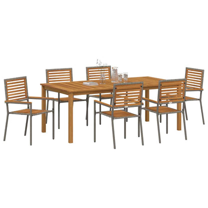 Set da Pranzo per Giardino 7 pcs Grigio Poly Rattan - homemem39