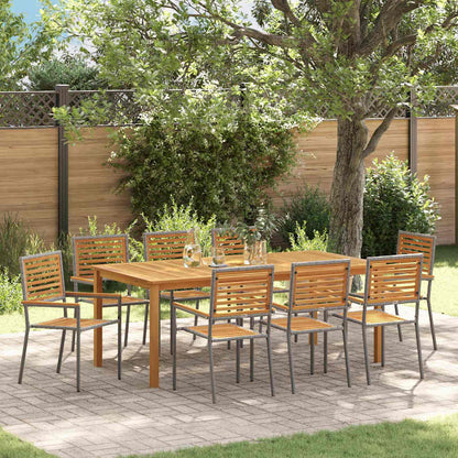 Set da Pranzo per Giardino 9 pcs Grigio Poly Rattan - homemem39