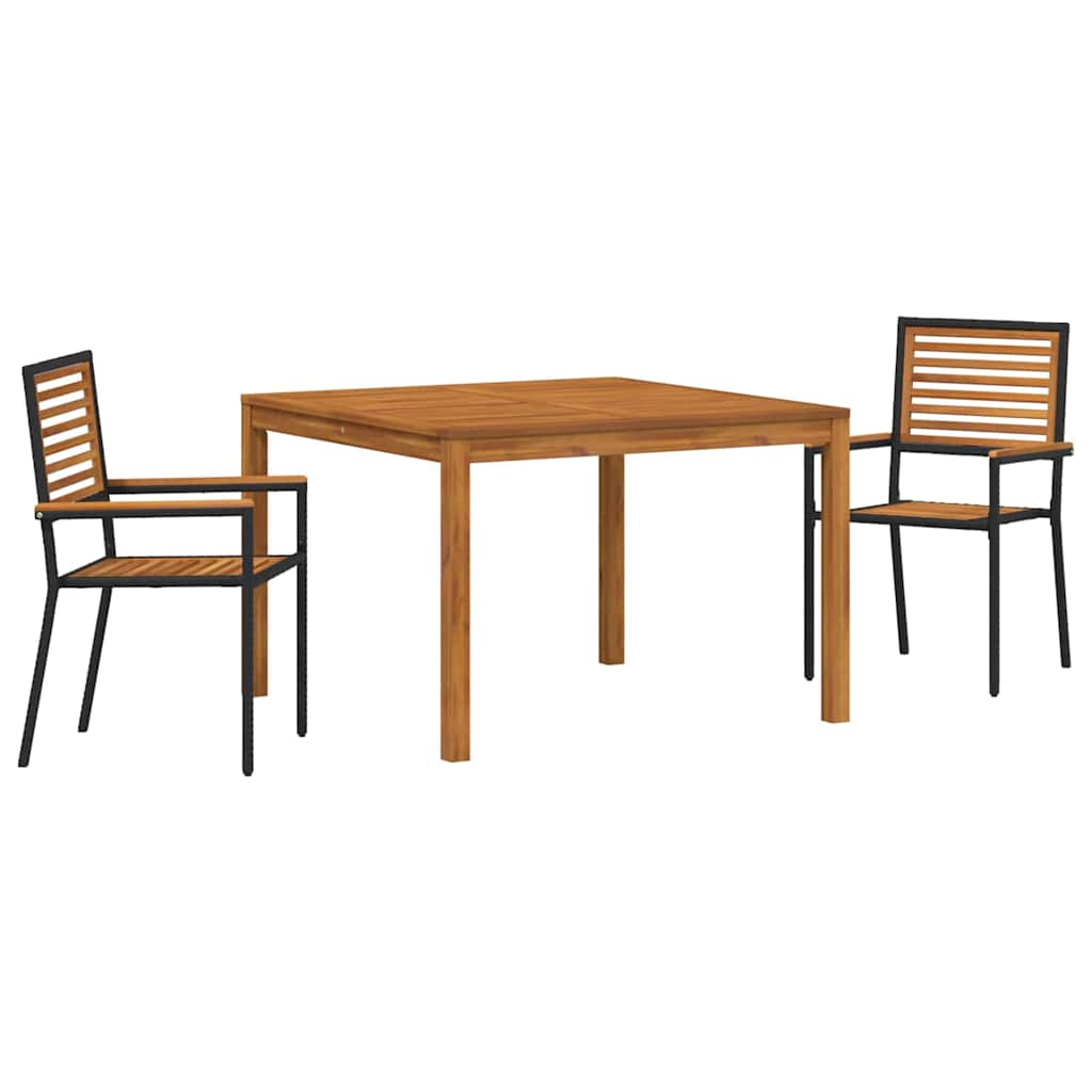 Set da Pranzo per Giardino 3 pcs Nero Poly Rattan - homemem39