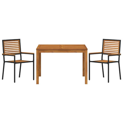 Set da Pranzo per Giardino 3 pcs Nero Poly Rattan - homemem39