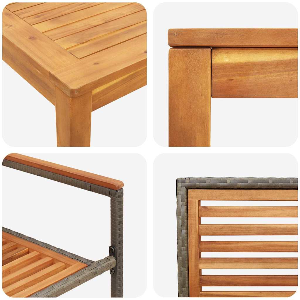 Set da Pranzo per Giardino 3 pcs Grigio Poly Rattan