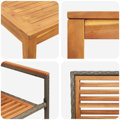 Set da Pranzo per Giardino 3 pcs Grigio Poly Rattan