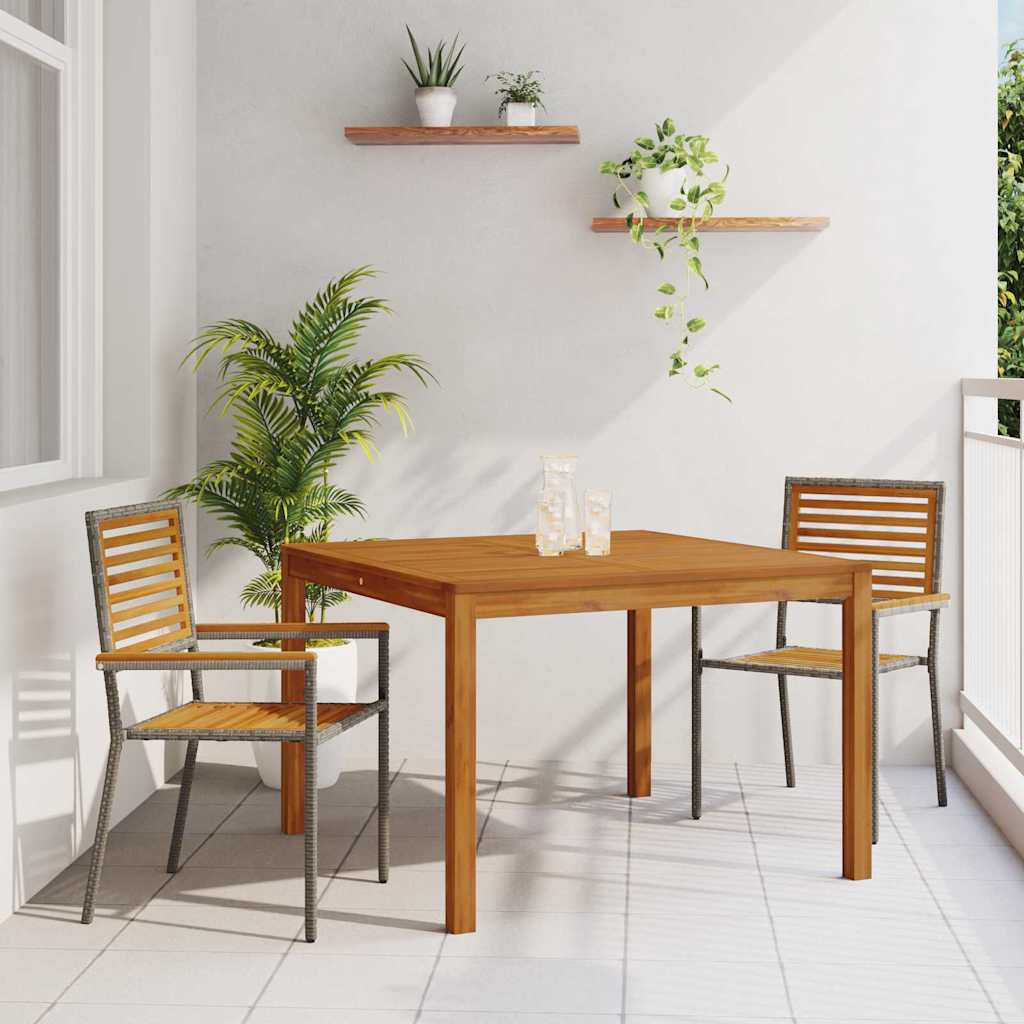 Set da Pranzo per Giardino 3 pcs Grigio Poly Rattan