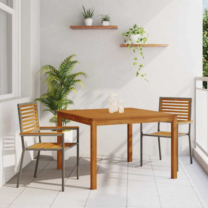 Set da Pranzo per Giardino 3 pcs Grigio Poly Rattan