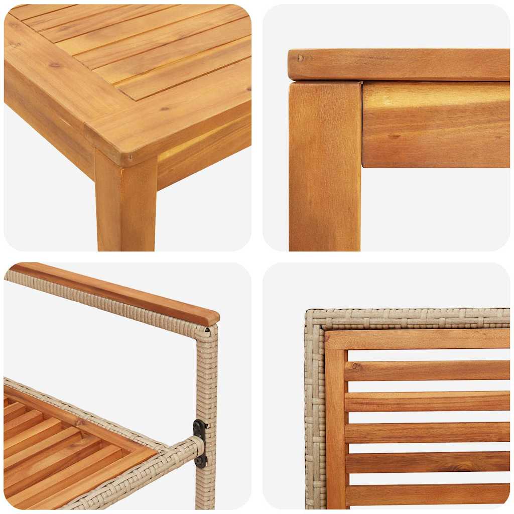 Set da Pranzo per Giardino 3 pcs Beige Poly Rattan - homemem39