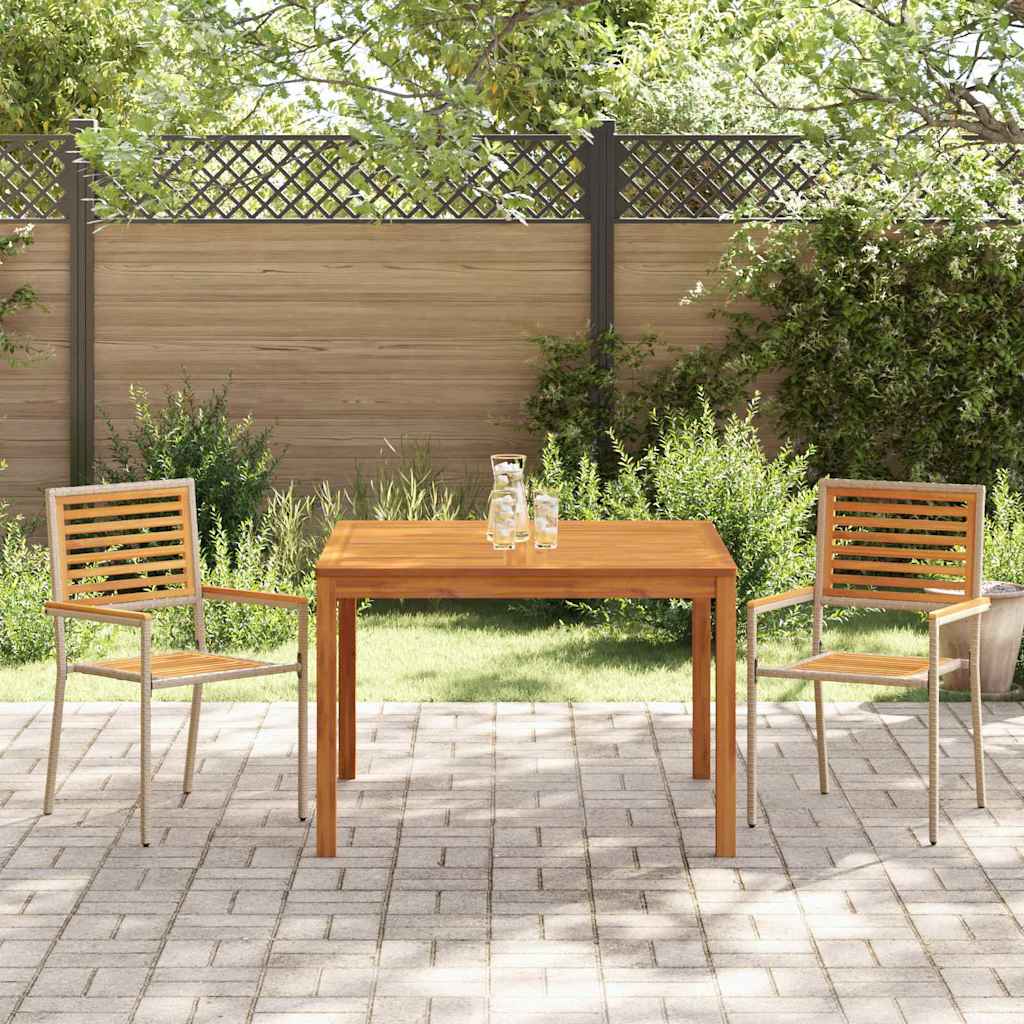 Set da Pranzo per Giardino 3 pcs Beige Poly Rattan - homemem39