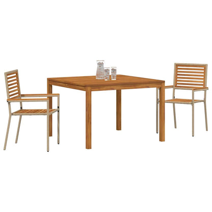 Set da Pranzo per Giardino 3 pcs Beige Poly Rattan - homemem39