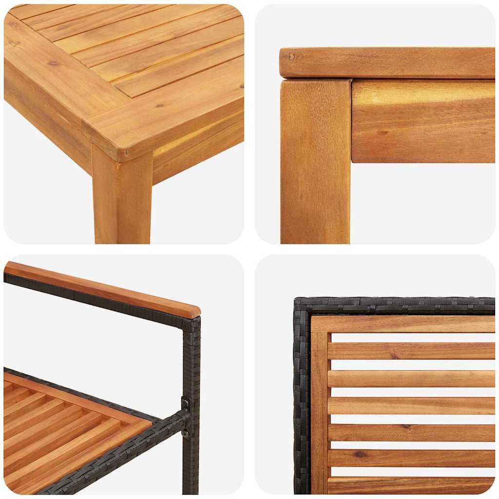 Set da Pranzo per Giardino 5 pcs Nero Legno di Acacia Massello | homemem39