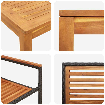 Set da Pranzo per Giardino 5 pcs Nero Poly Rattan