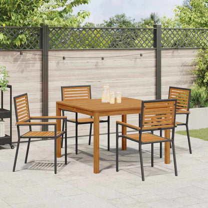 Set da Pranzo per Giardino 5 pcs Nero Poly Rattan
