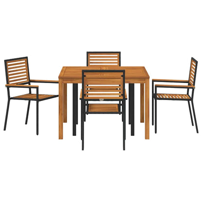 Set da Pranzo per Giardino 5 pcs Nero Poly Rattan